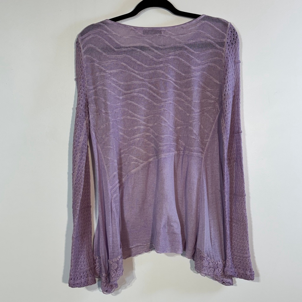 Elisa Cavaletti Purple Lace Knit Tunic Sweater Top Women’s Medium Long Sleeve - Picture 6 of 13